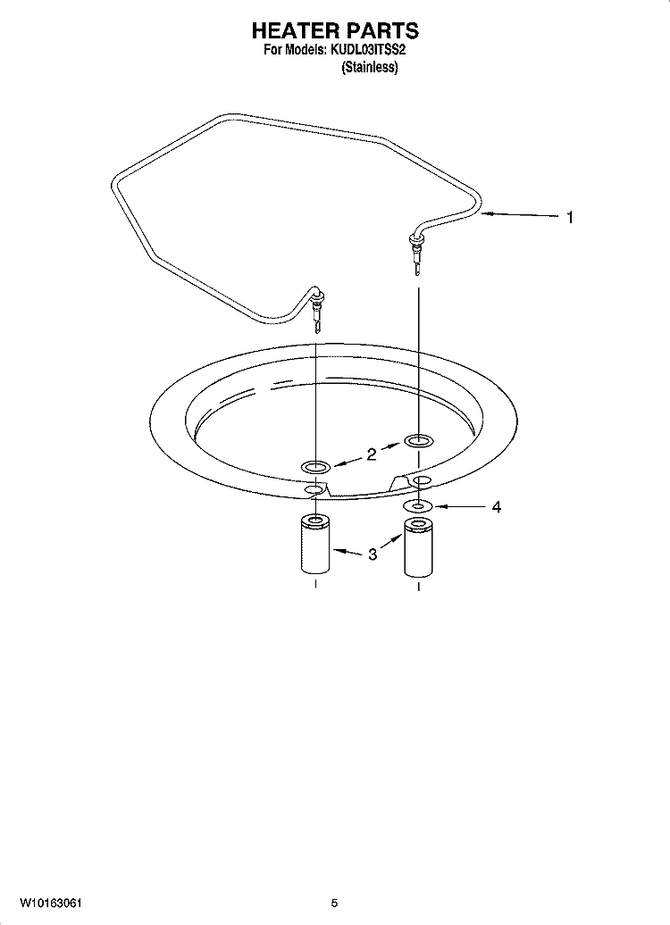 HEATER PARTS Diagram and Parts List for KUDL03ITSS2  KitchenAid Dishwasher