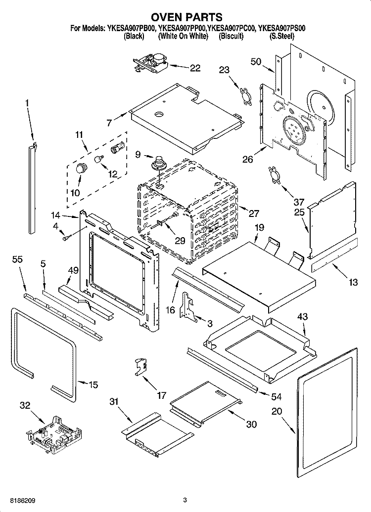 OVEN PARTS Diagram and Parts List for YKESA907PP00  KitchenAid Range