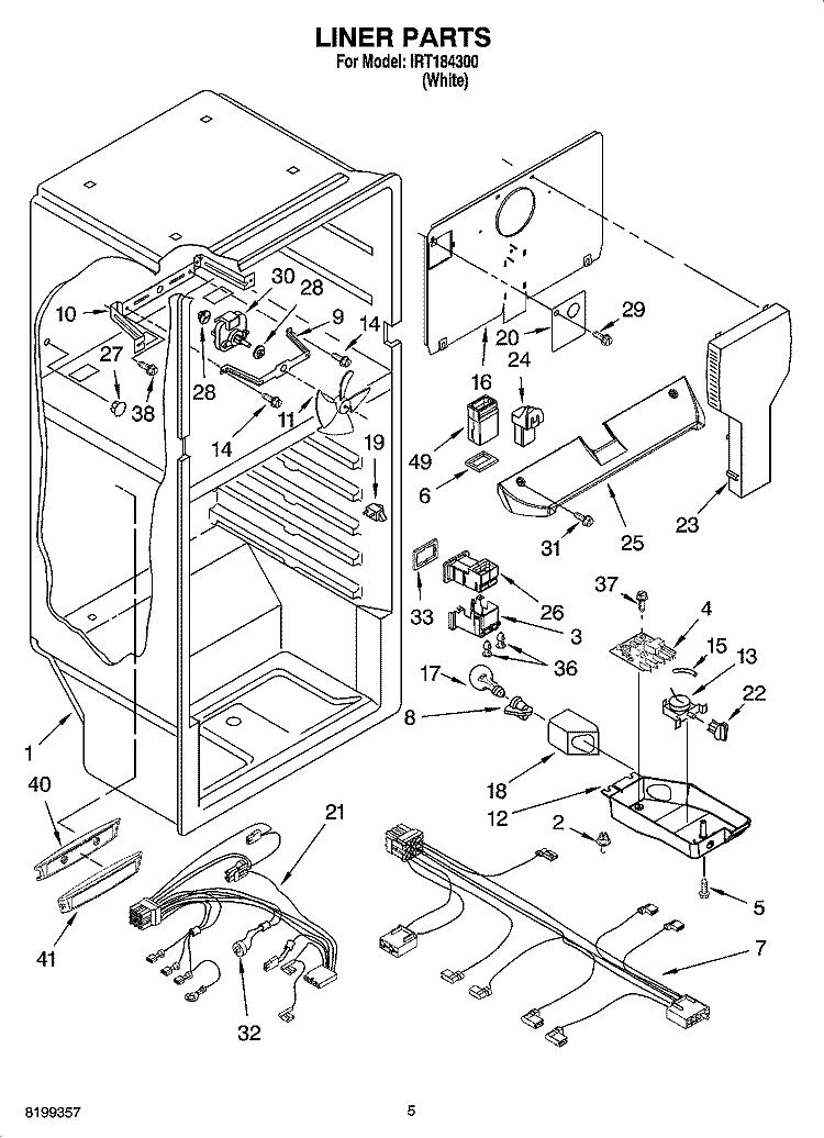LINER PARTS Diagram and Parts List for IRT184300  Inglis Refrigerator