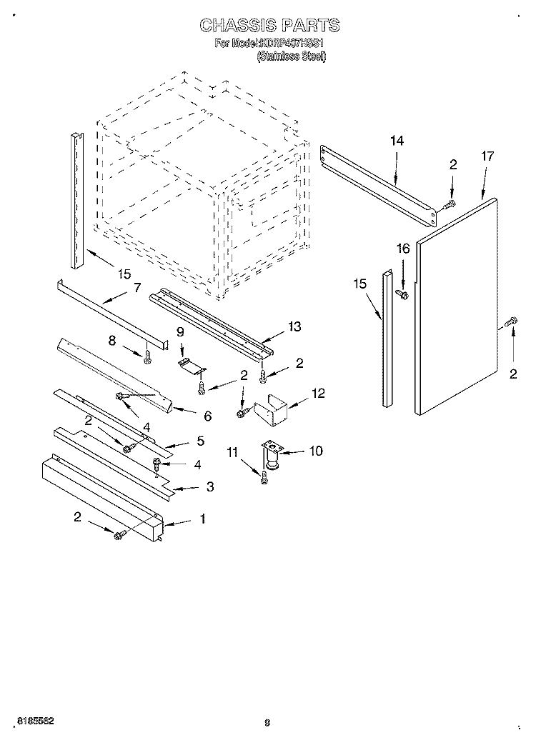 CHASSIS, OPTIONAL Diagram and Parts List for KDRP407HSS1  KitchenAid Range