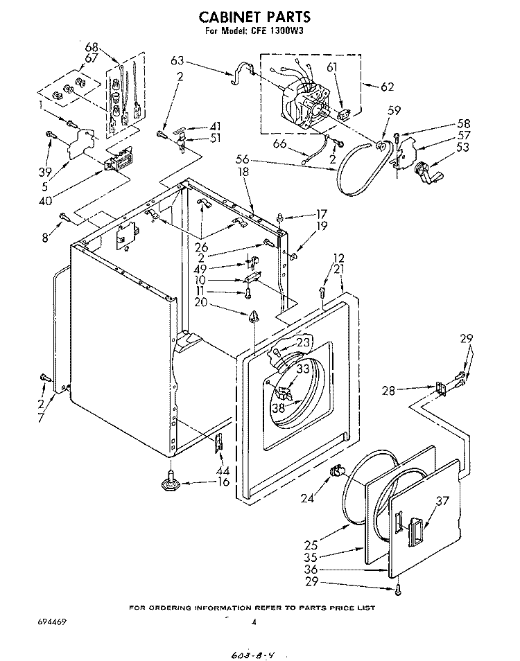 CABINET , LITERATURE AND OPTIONAL Diagram and Parts List for CFE1300W3  Whirlpool Dryer