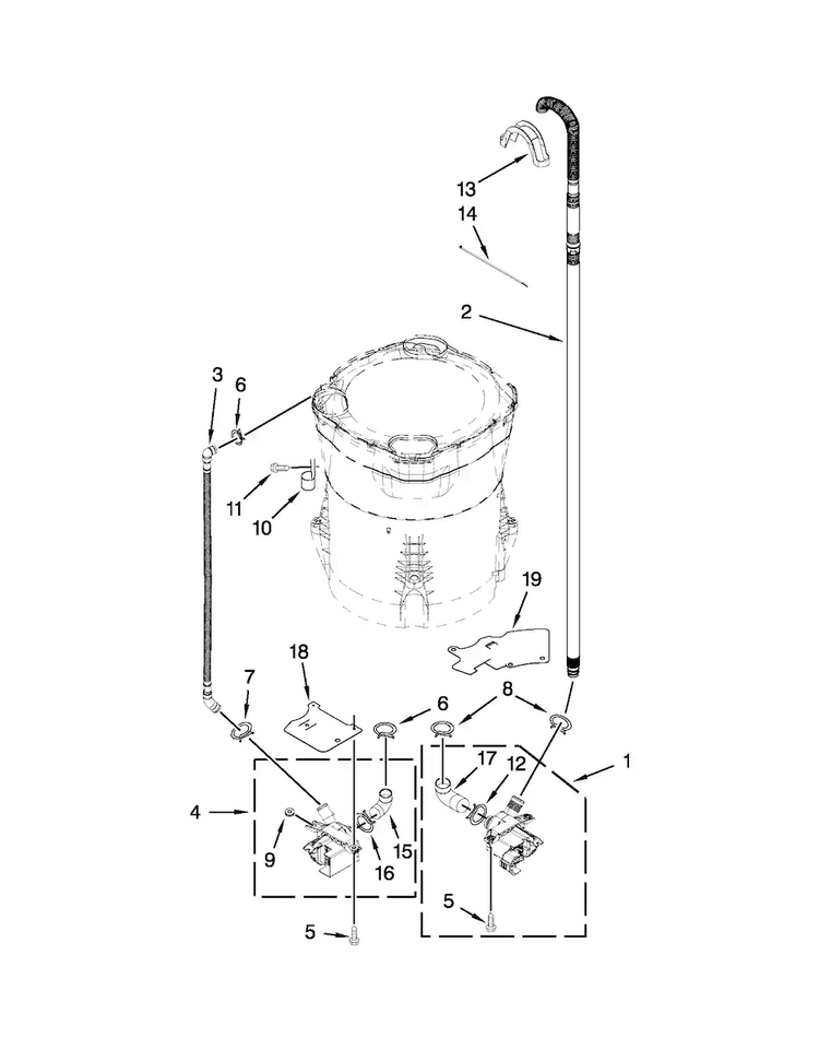 Pump Parts Diagram and Parts List for 11028102310  Kenmore Washer