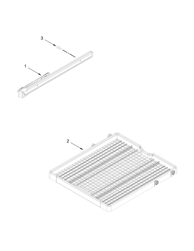 Third Level Rack And Track Parts Diagram and Parts List for KDTM404EWH0  KitchenAid Dishwasher
