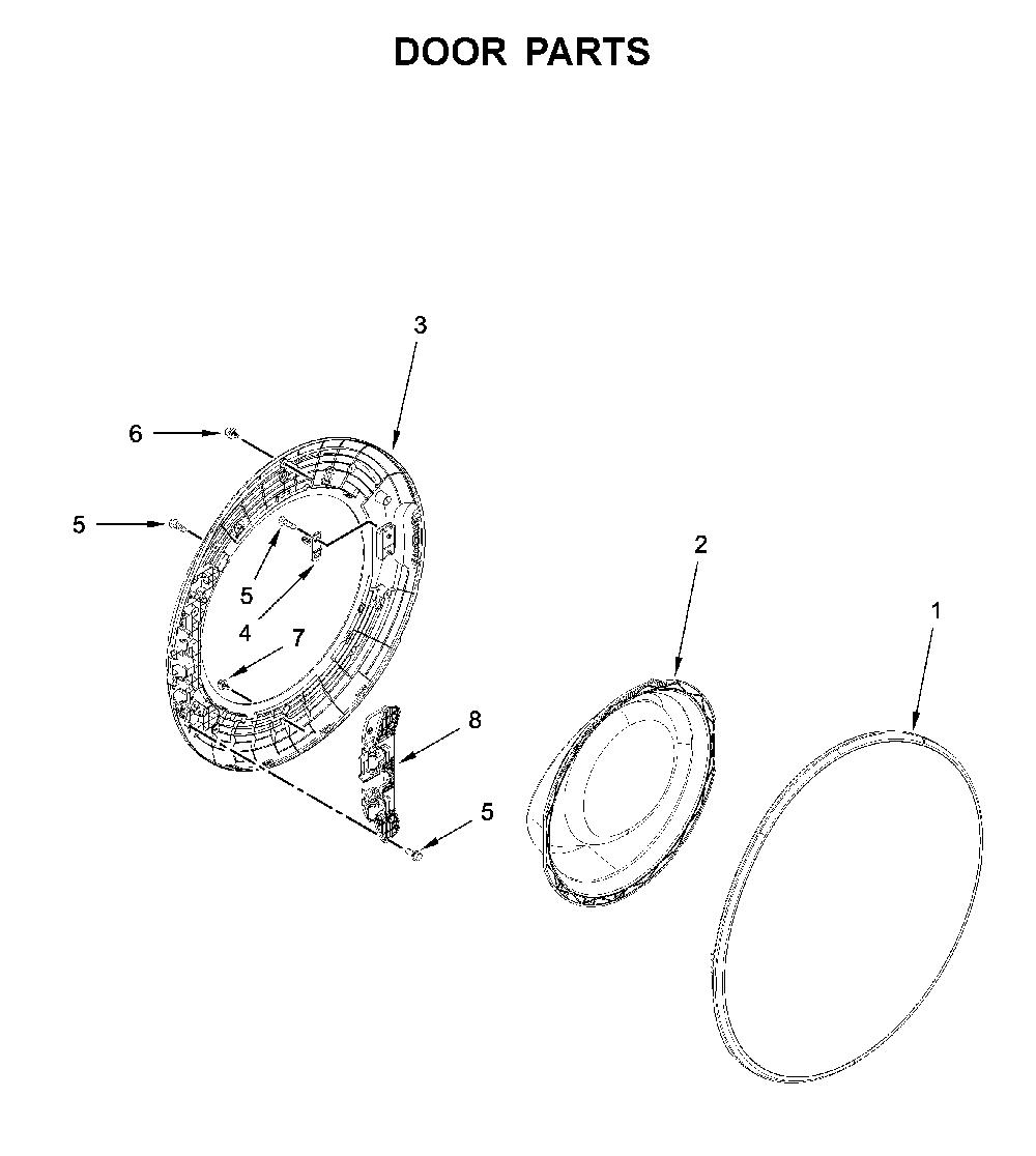 Door parts Diagram and Parts List for WFW6620HW2  Whirlpool Washer