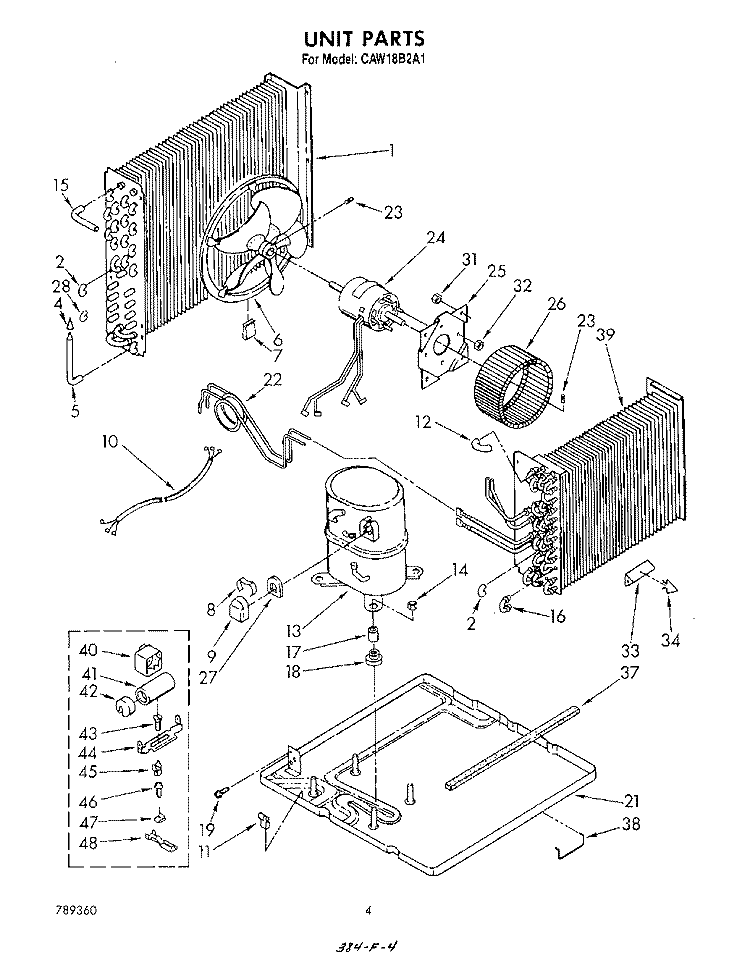 UNIT Diagram and Parts List for CAW18B2A1  Whirlpool Air Conditioner