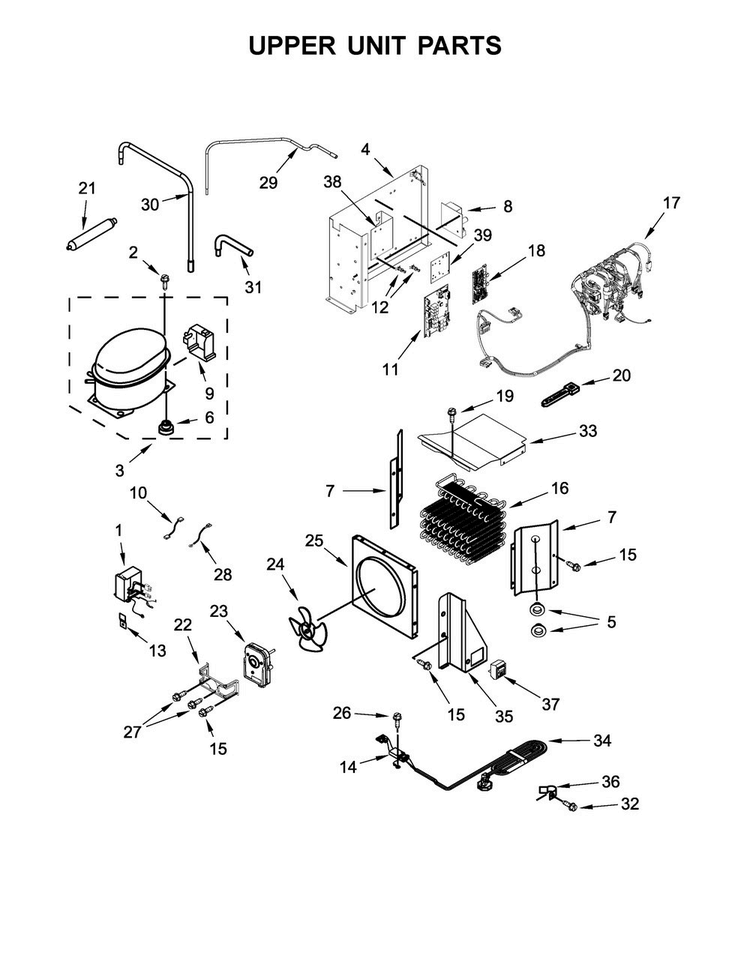 Upper Unit Parts Diagram and Parts List for KBSN608EPA01  KitchenAid Refrigerator
