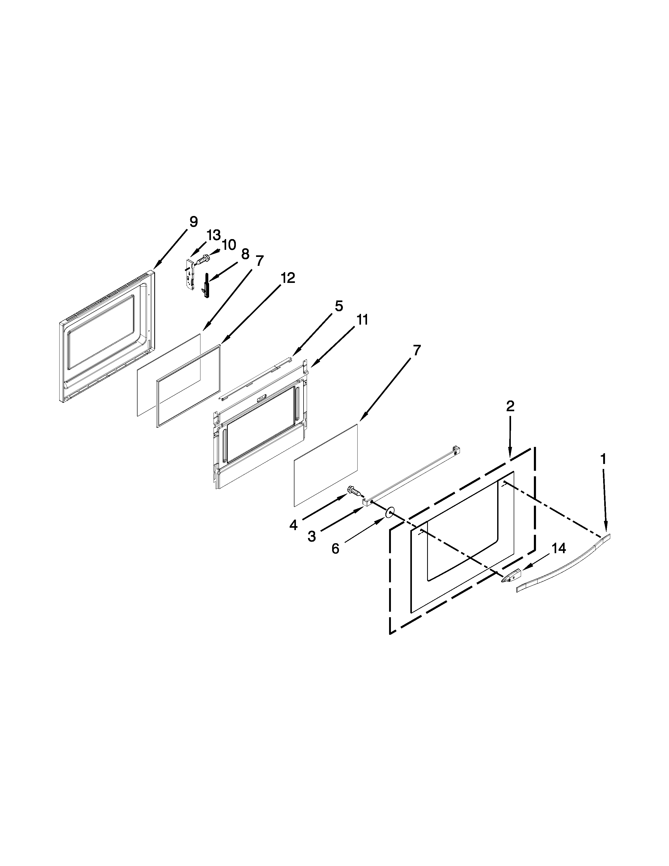 Lower Door Parts Diagram and Parts List for IGS900DS00  Whirlpool Range