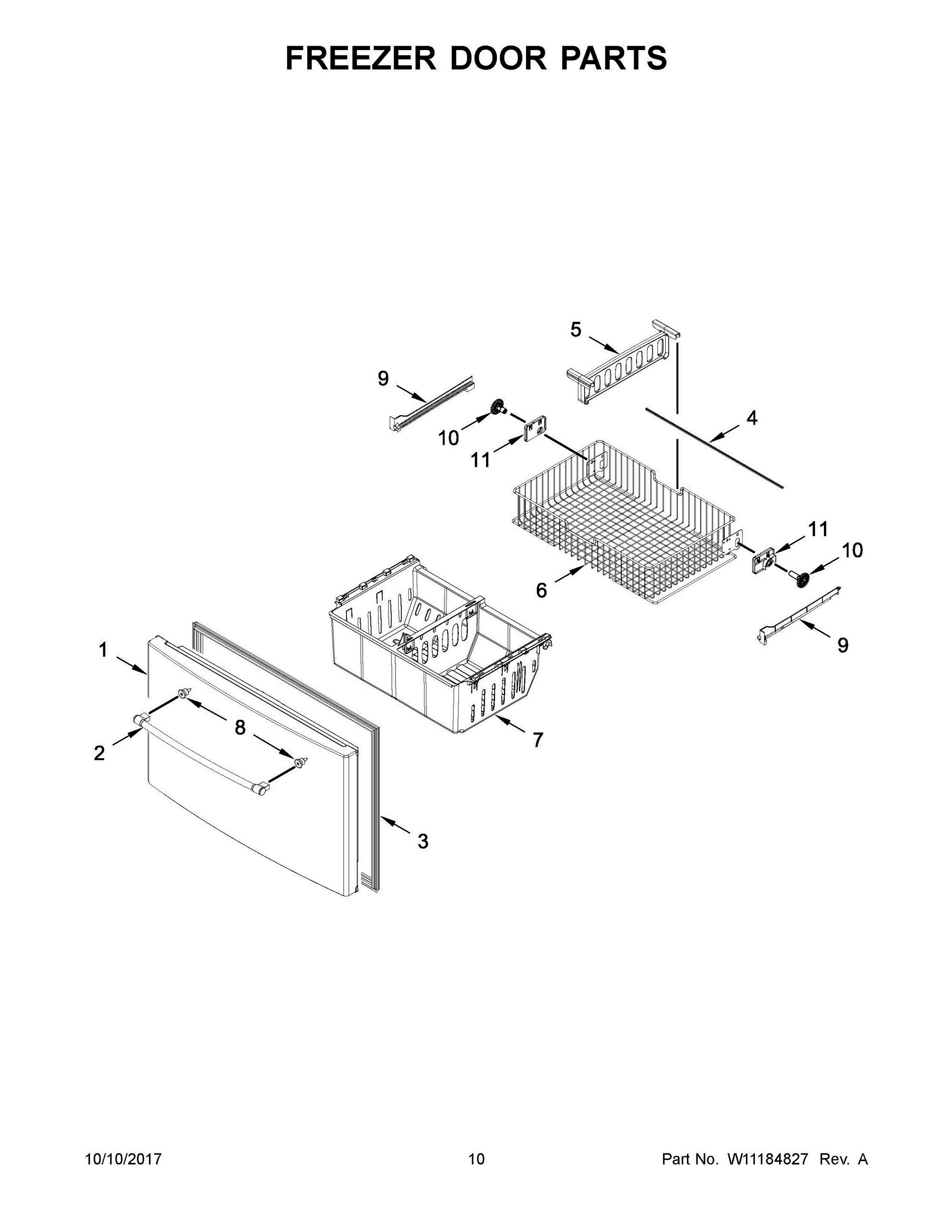 06 - FREEZER DOOR PARTS Diagram and Parts List for MFI2570FEZ04  Whirlpool Refrigerator