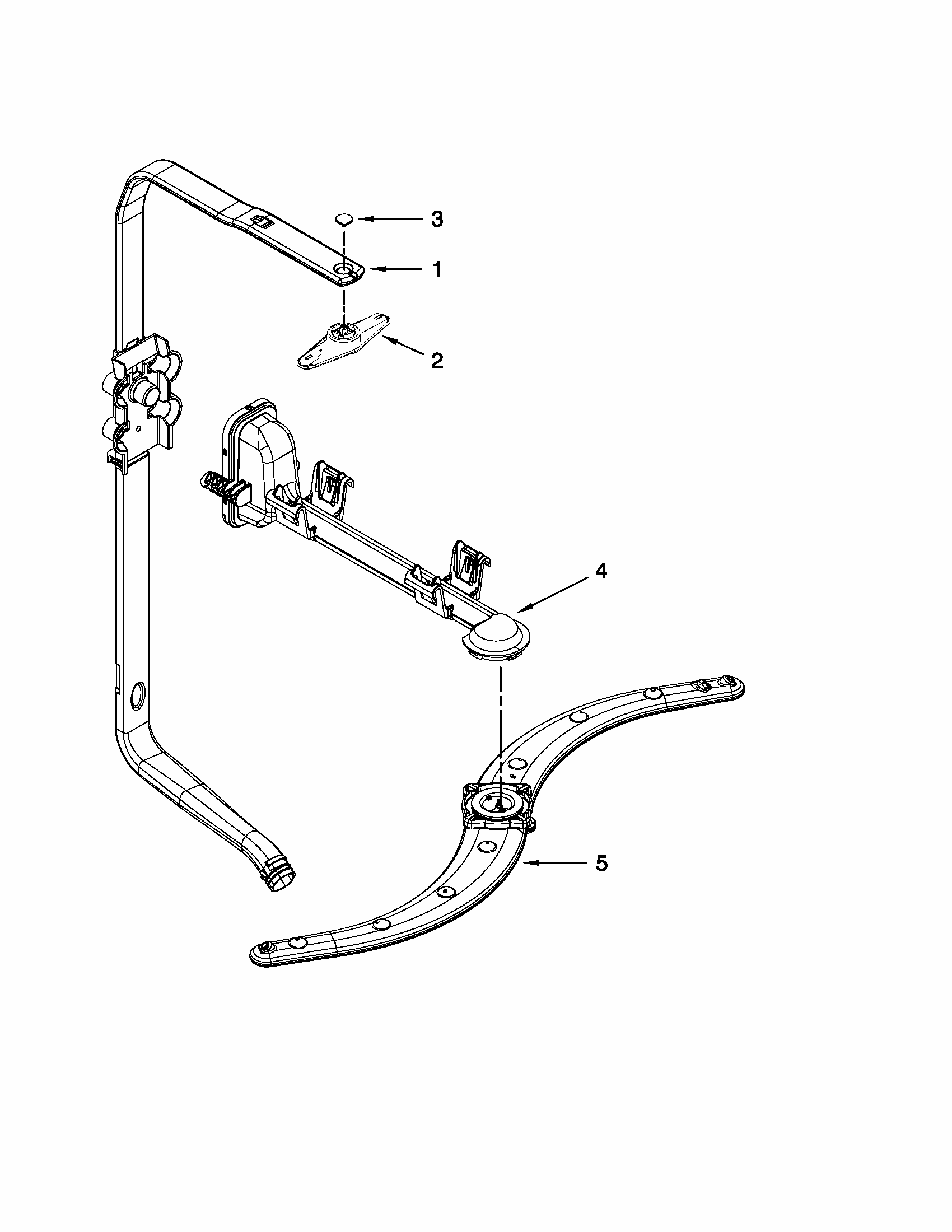 Upper Wash And Rinse Parts Diagram and Parts List for 66513252K110  Kenmore Dishwasher