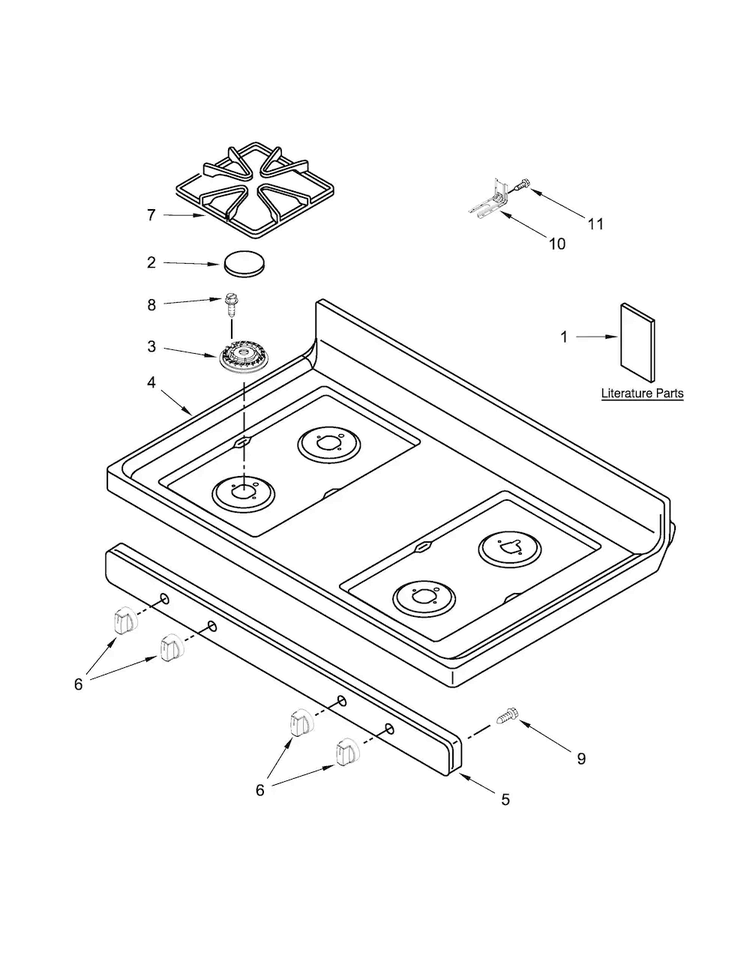 Cooktop Parts Diagram and Parts List for WFG510S0AB2  Whirlpool Range