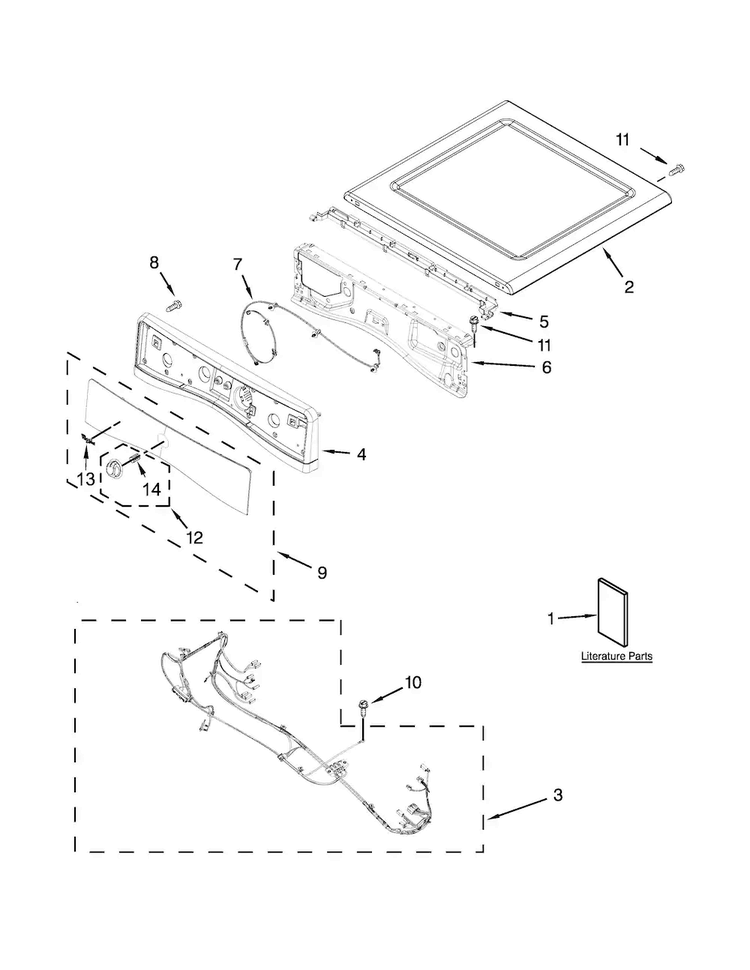 Top And Console Parts Diagram and Parts List for WGD97HEDBD0  Whirlpool Dryer