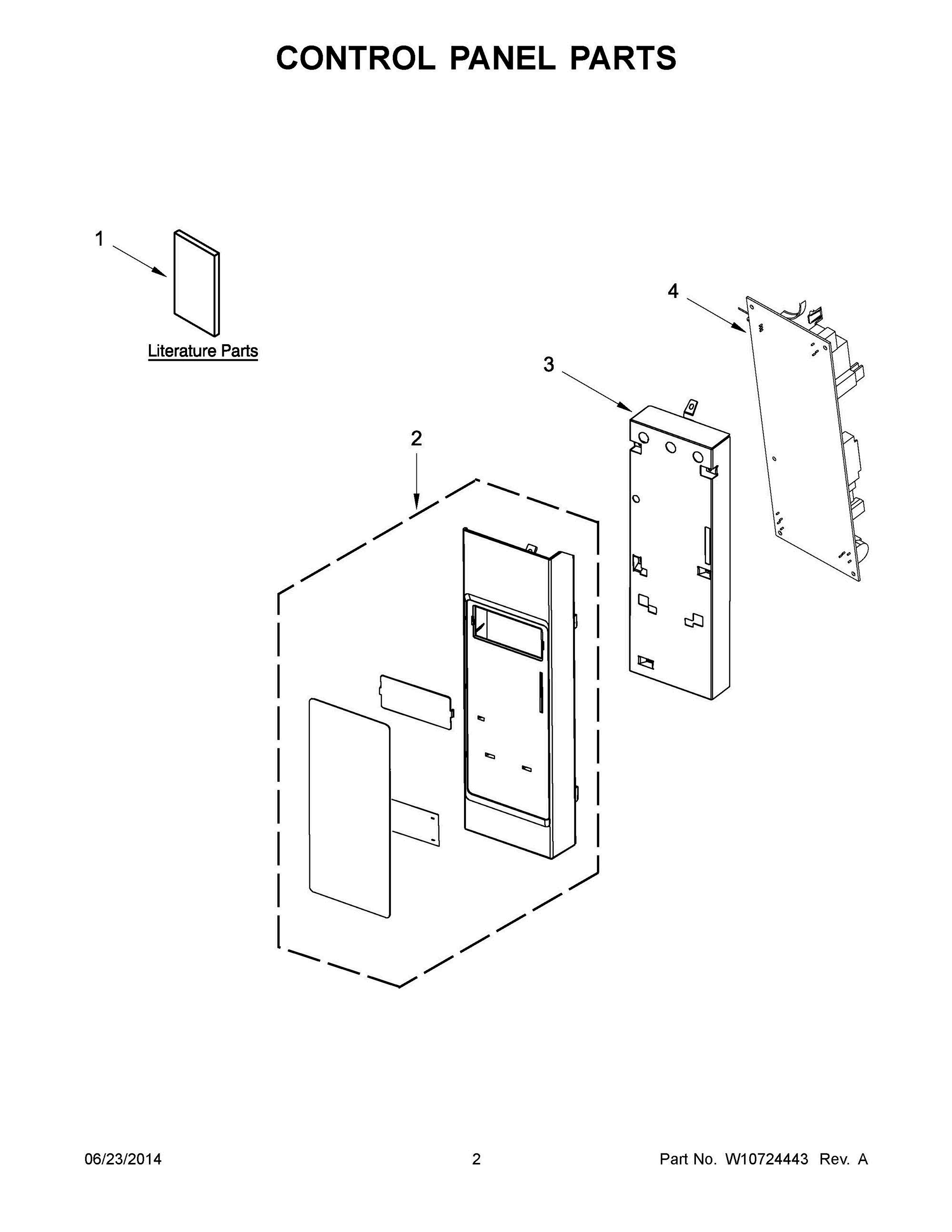 02 - CONTROL PANEL PARTS Diagram and Parts List for YWMH53520CE0  Whirlpool Microwave