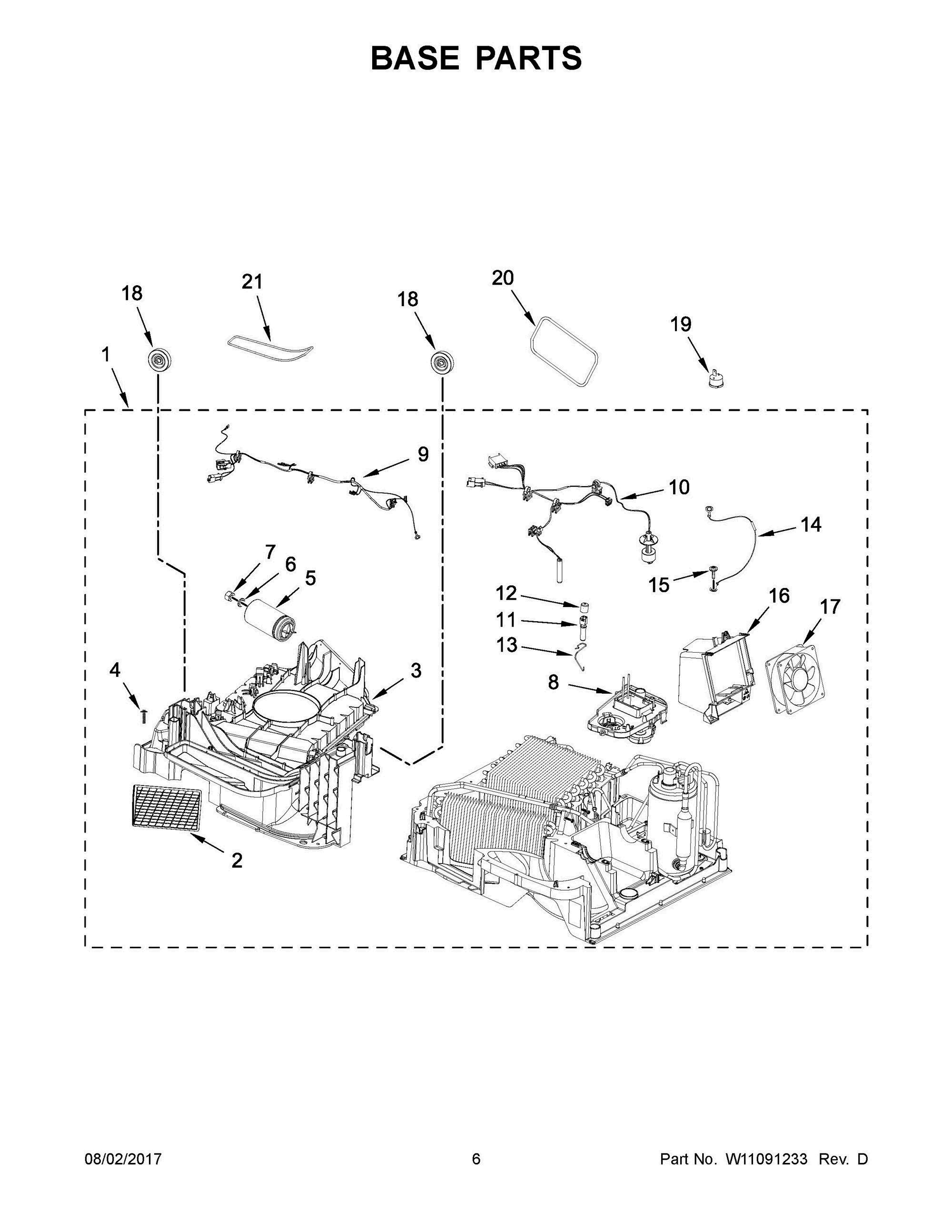 04 - BASE PARTS Diagram and Parts List for YWHD5090GW0  Whirlpool Dryer