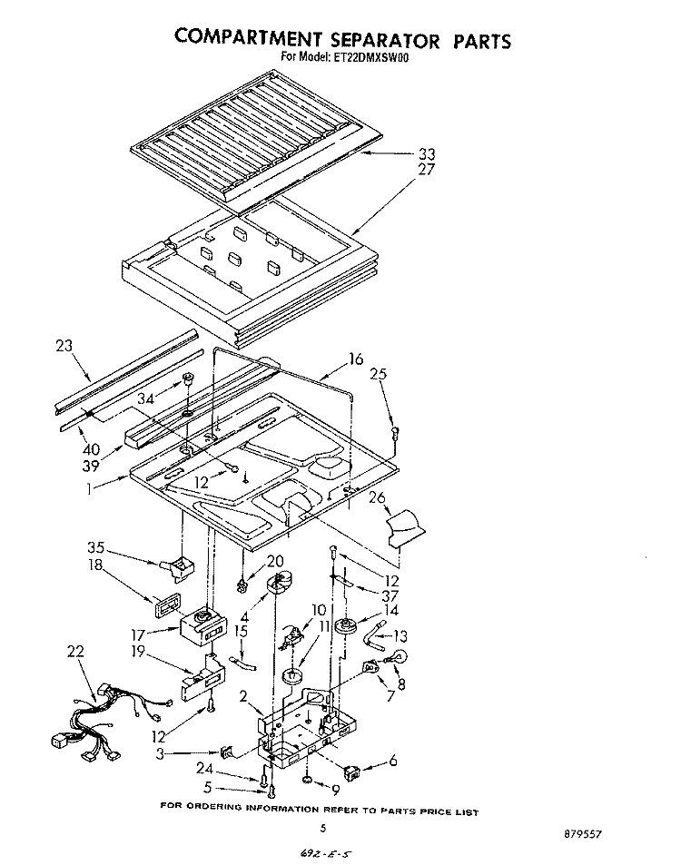 COMPARTMENT SEPARATOR Diagram and Parts List for ET22DMXSW00  Whirlpool Refrigerator