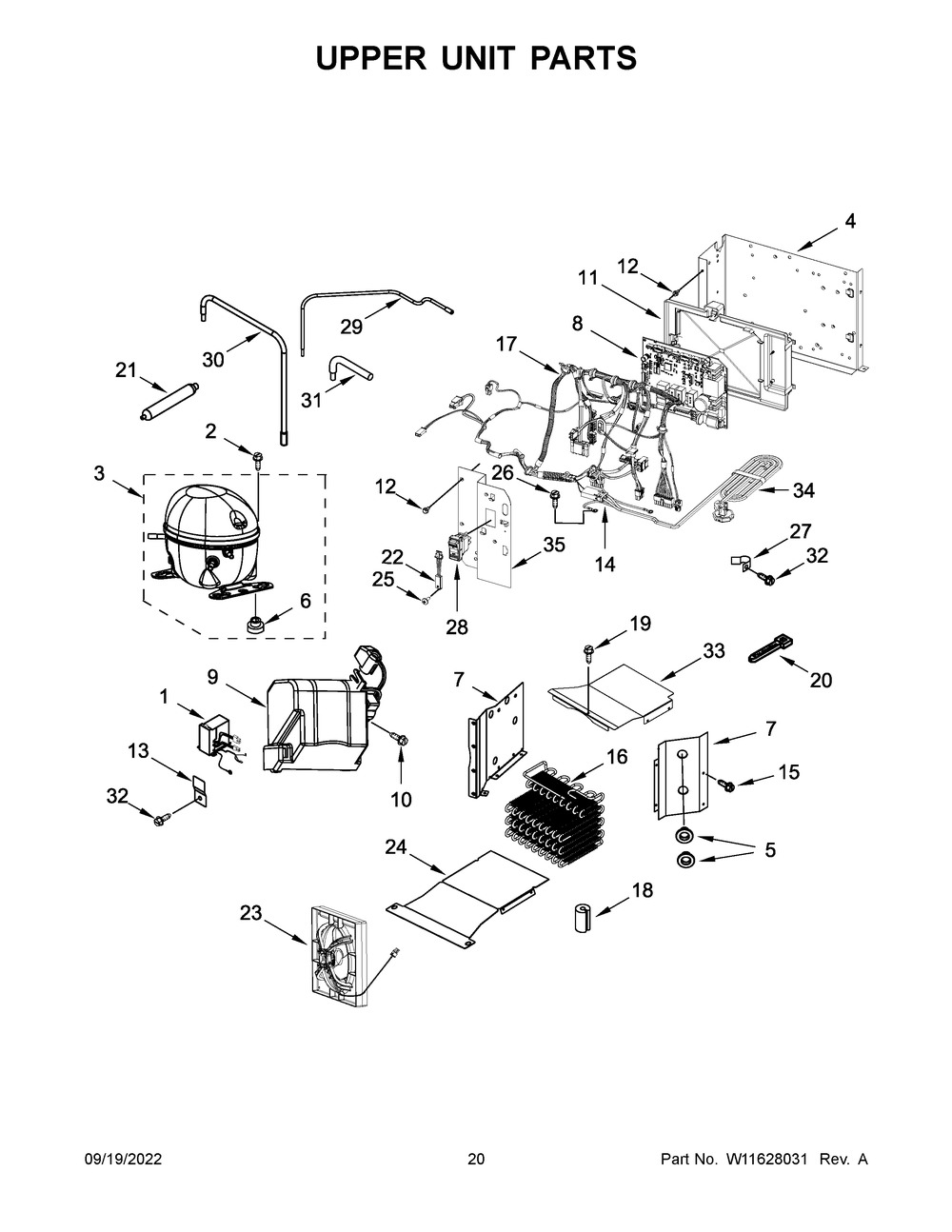 Upper Unit Parts Diagram and Parts List for KBSN708MPA00  KitchenAid Refrigerator