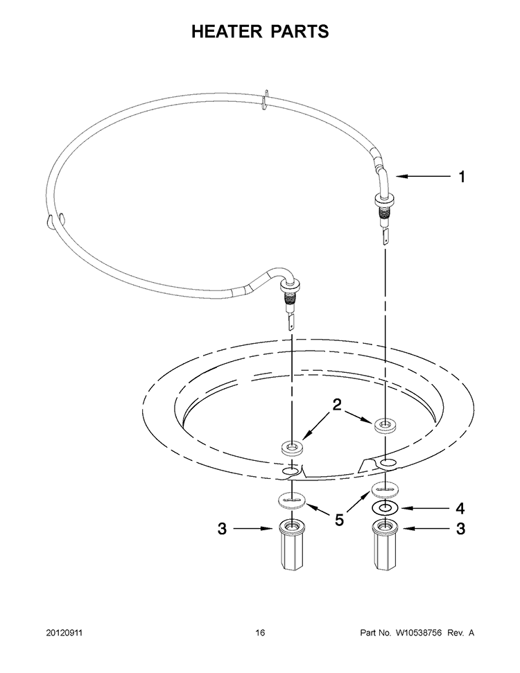 HEATER PARTS Diagram and Parts List for KUDS35FBBL0  KitchenAid Dishwasher