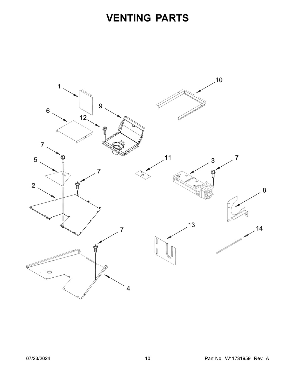 06 - Venting Parts Diagram and Parts List for KFGC500JMB07  Whirlpool Range