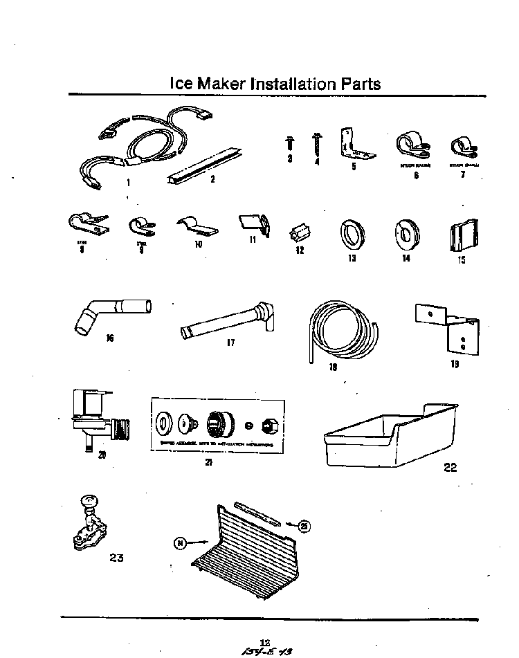 Icemaker Installation Diagram and Parts List for 8619*0A  Roper Refrigerator