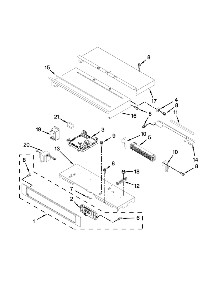 Control Panel Parts Diagram and Parts List for KEBK171BBL01  KitchenAid Wall Oven