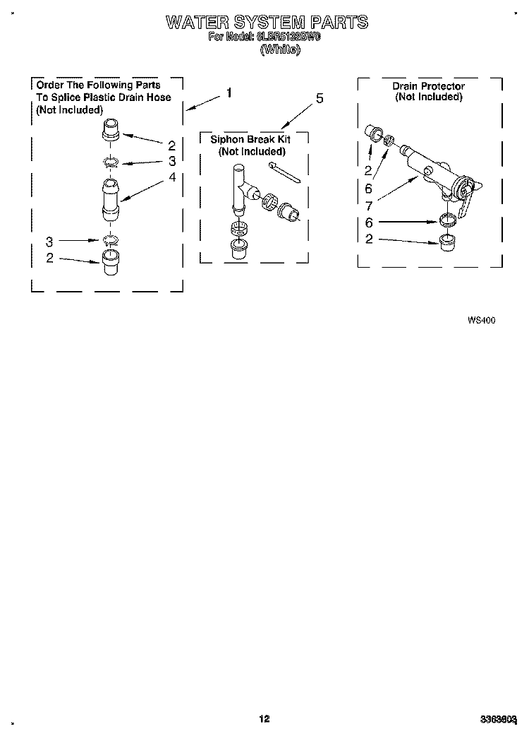 WATER SYSTEM Diagram and Parts List for 6LBR5132BW0  Whirlpool Washer