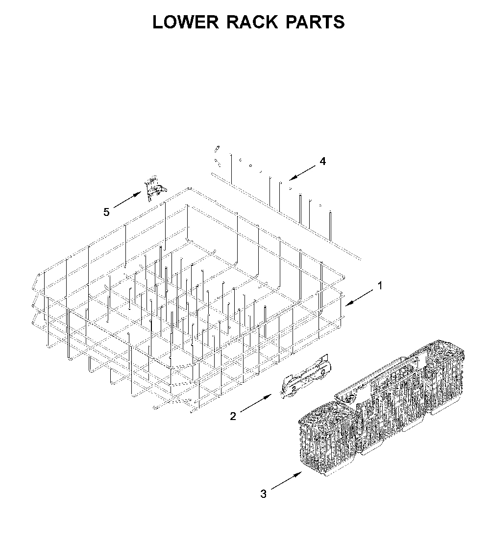 Lower rack parts Diagram and Parts List for WDTA50SAKT0  Whirlpool Dishwasher