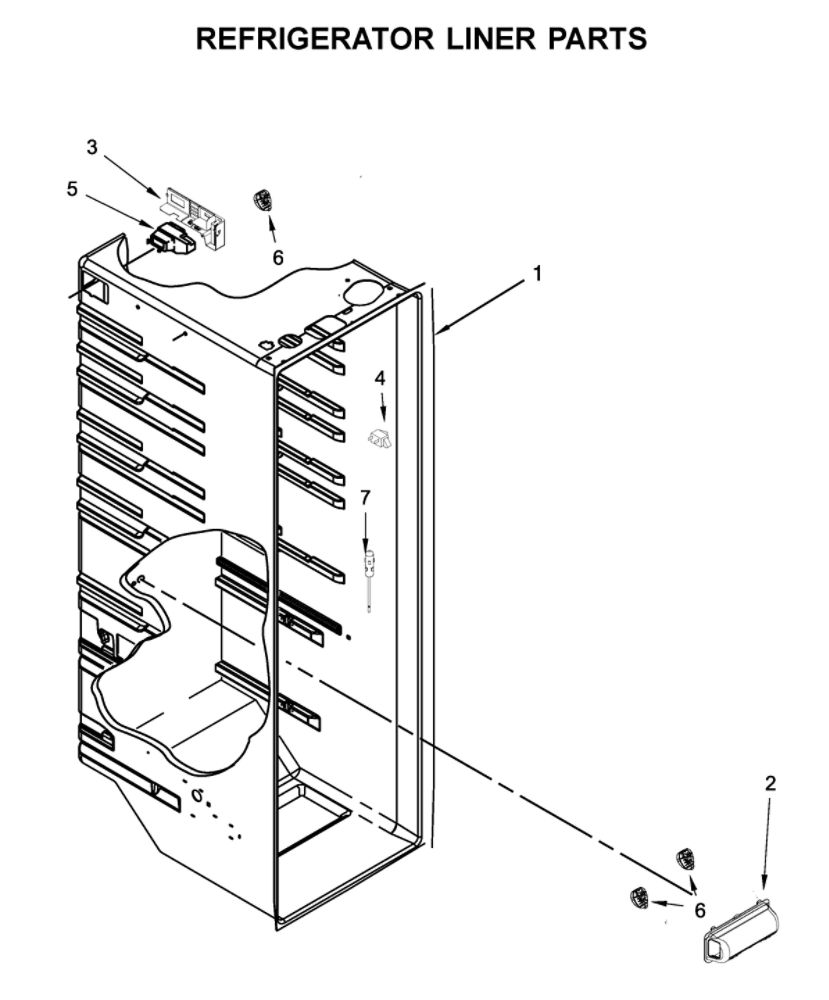 Refrigerator Liner Parts Diagram and Parts List for 10641139712  Kenmore Refrigerator