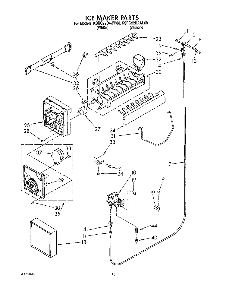 ICEMAKER Diagram and Parts List for KSRC22DAAL00  KitchenAid Refrigerator