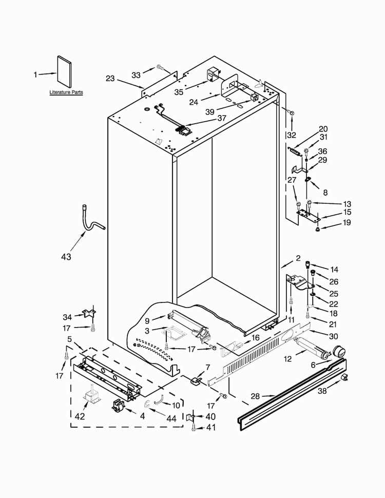 Cabinet Parts Diagram and Parts List for KBSN608EPA00  KitchenAid Refrigerator