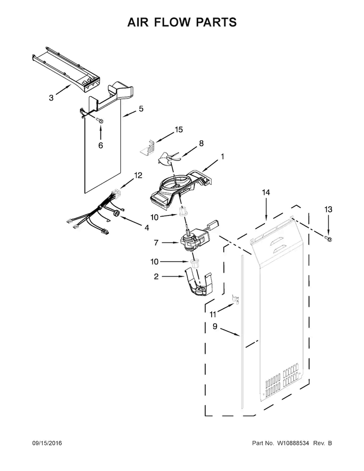 Air Flow Parts Diagram and Parts List for 10651769511  Kenmore Refrigerator