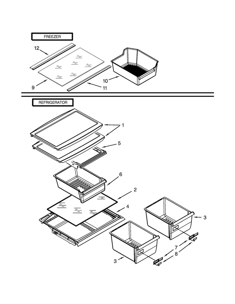 Shelf Parts Diagram and Parts List for W8TXNGMBQ01  Whirlpool Refrigerator