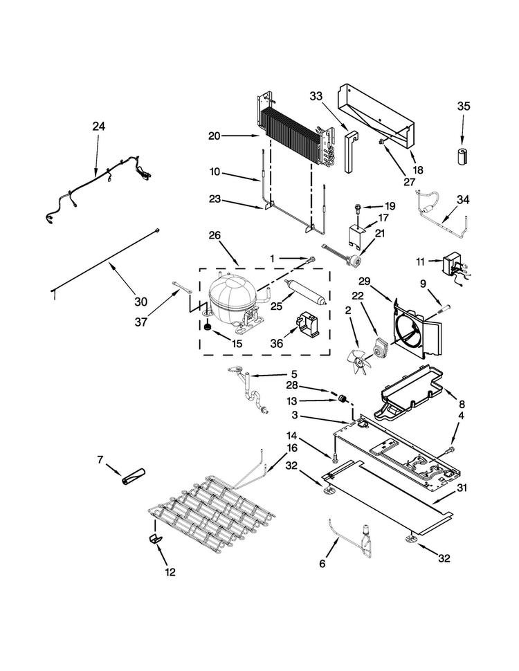 Unit Parts Diagram and Parts List for WRF997SDDM00  Whirlpool Refrigerator