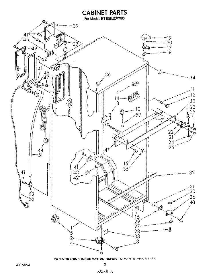 CABINET Diagram and Parts List for RT18BMXVW00  Roper Refrigerator