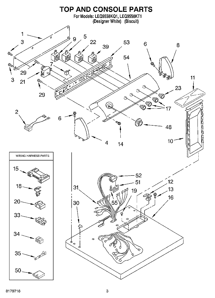 SECTION Diagram and Parts List for LEQ9558KQ1  Whirlpool Dryer
