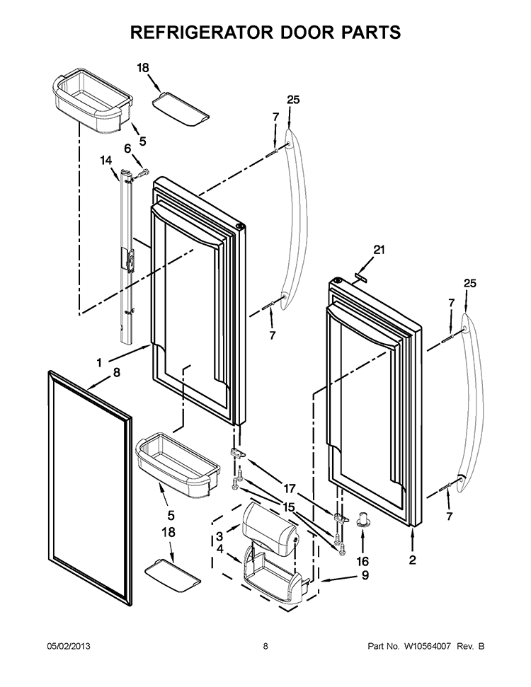 REFRIGERATOR DOOR PARTS Diagram and Parts List for KBFS22EWMS9  KitchenAid Refrigerator