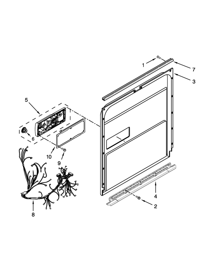 Inner Door Parts Diagram and Parts List for KUDS30FXPAA  KitchenAid Dishwasher