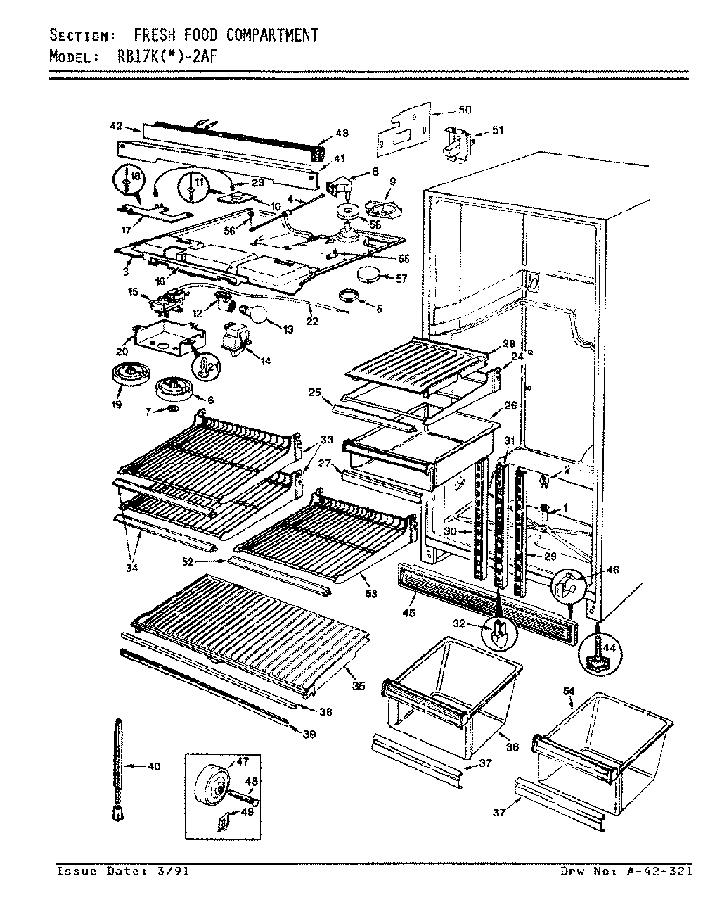 03 - Fresh Food Compartment Diagram and Parts List for RB17KN2AF  Whirlpool Refrigerator