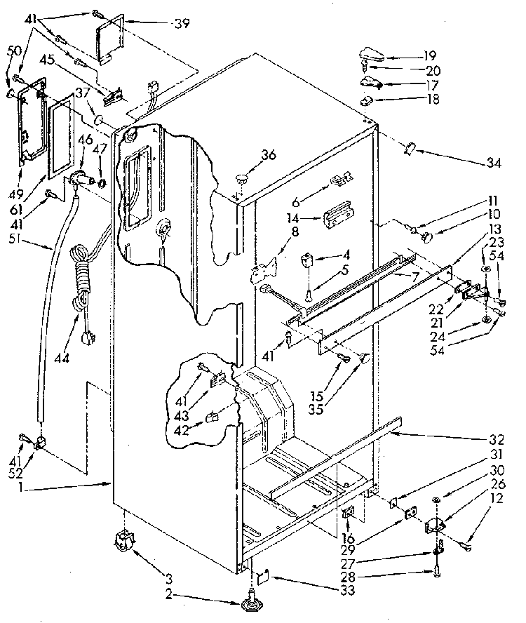 Cabinet Diagram and Parts List for ET18JKXSN07  Whirlpool Refrigerator