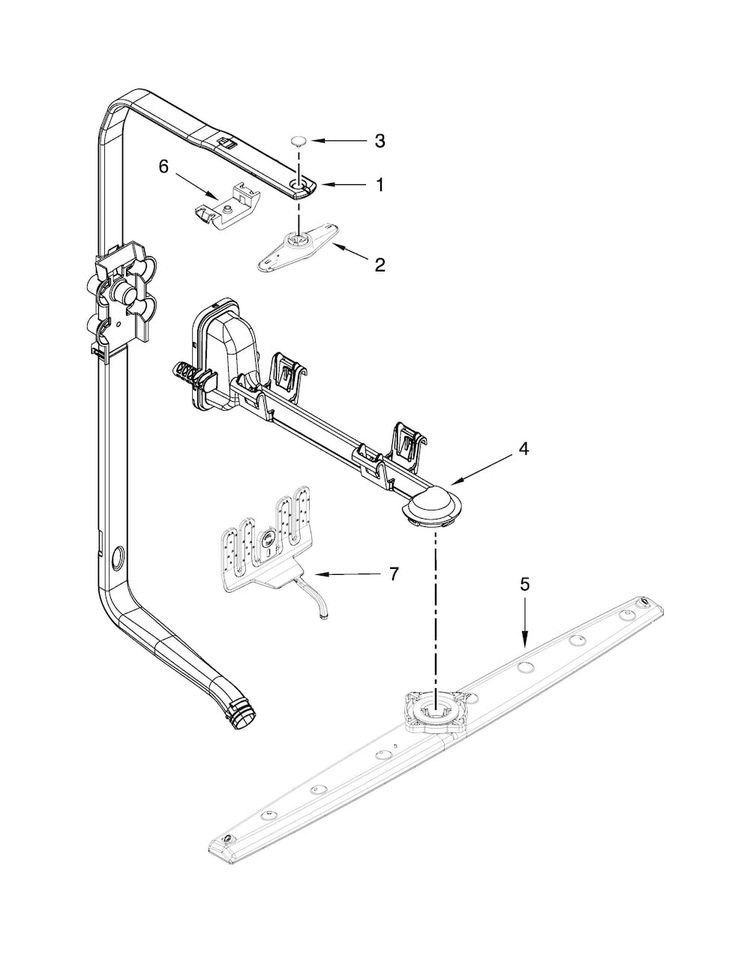 Upper Wash And Rinse Parts Diagram and Parts List for KDFE204EWH0  KitchenAid Dishwasher