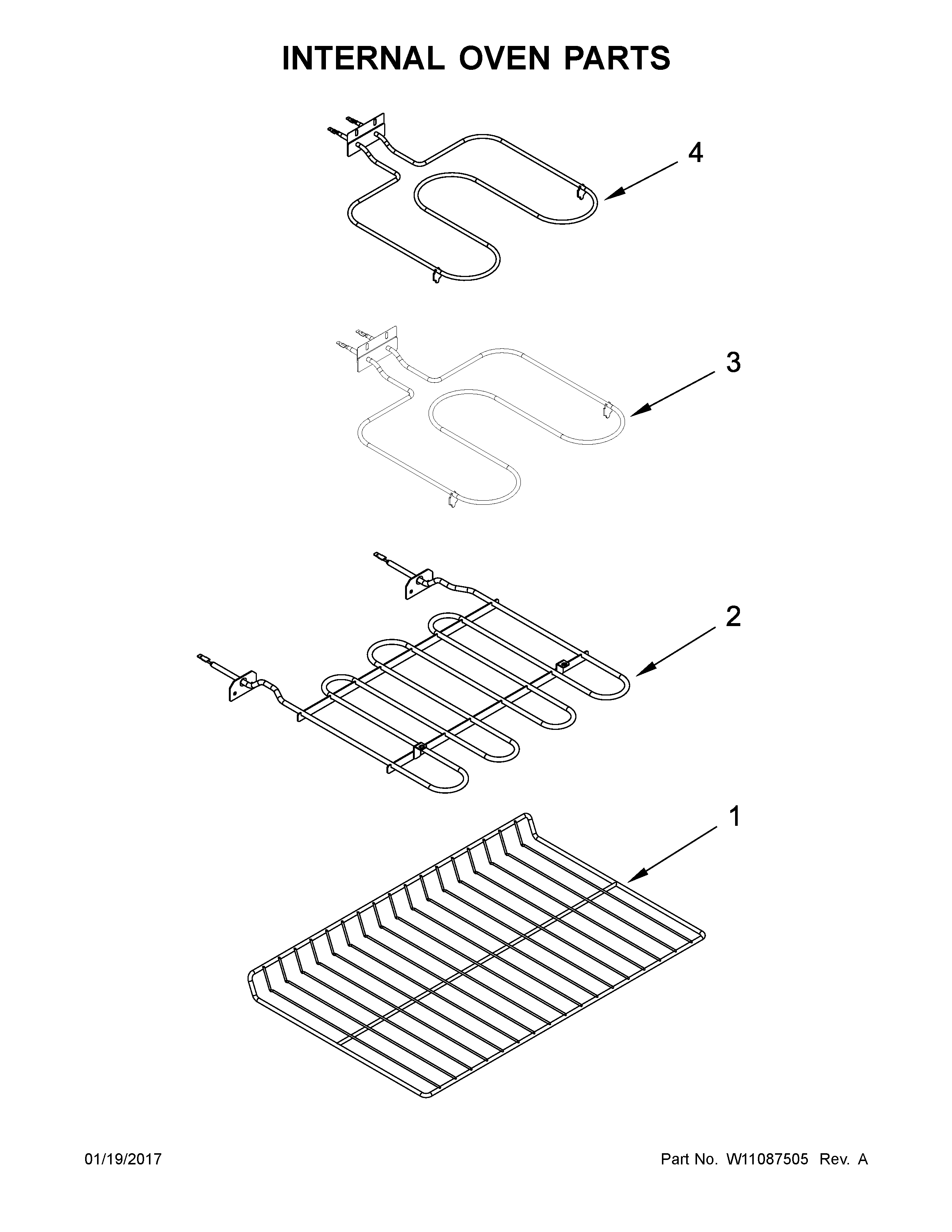Internal Oven Parts Diagram and Parts List for IES900DS03  Whirlpool Range