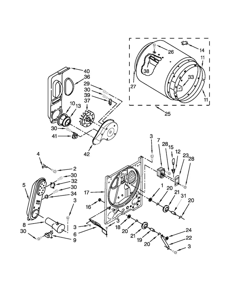 Bulkhead Parts Diagram and Parts List for 11071262310  Kenmore Dryer