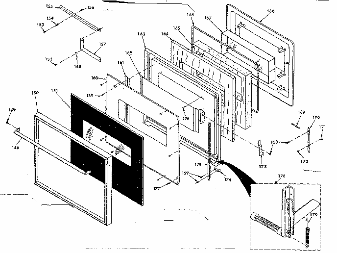Oven Door Diagram and Parts List for 8504237290  Kenmore Range