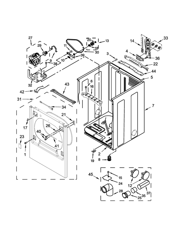 Cabinet Parts Diagram and Parts List for WED8700EC0  Whirlpool Dryer