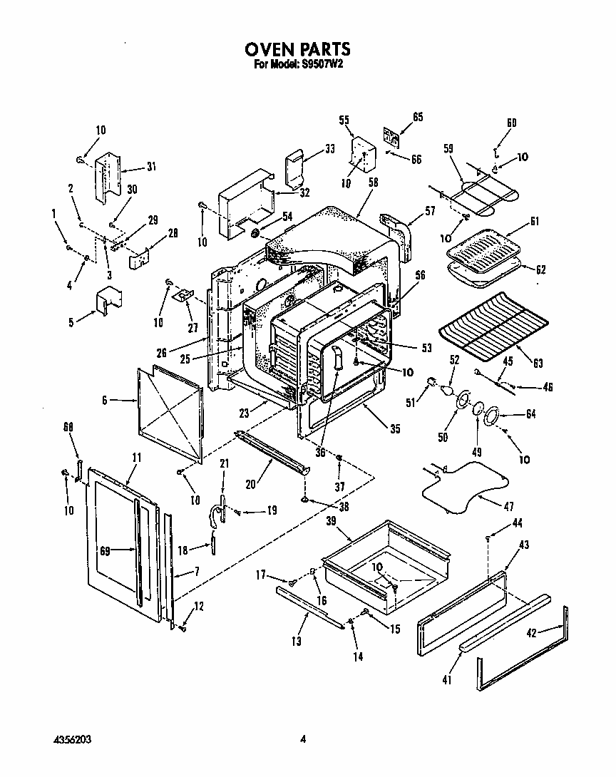 Oven Diagram and Parts List for S9507*2  Roper Range