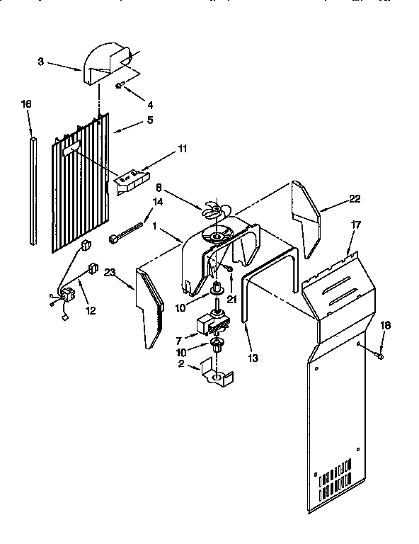Air Flow Diagram and Parts List for KSRP27QBL00  KitchenAid Refrigerator