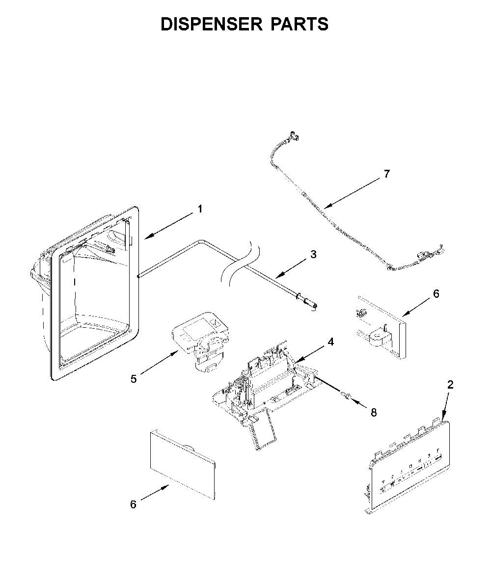 Dispenser parts Diagram and Parts List for 10651115711  Kenmore Refrigerator