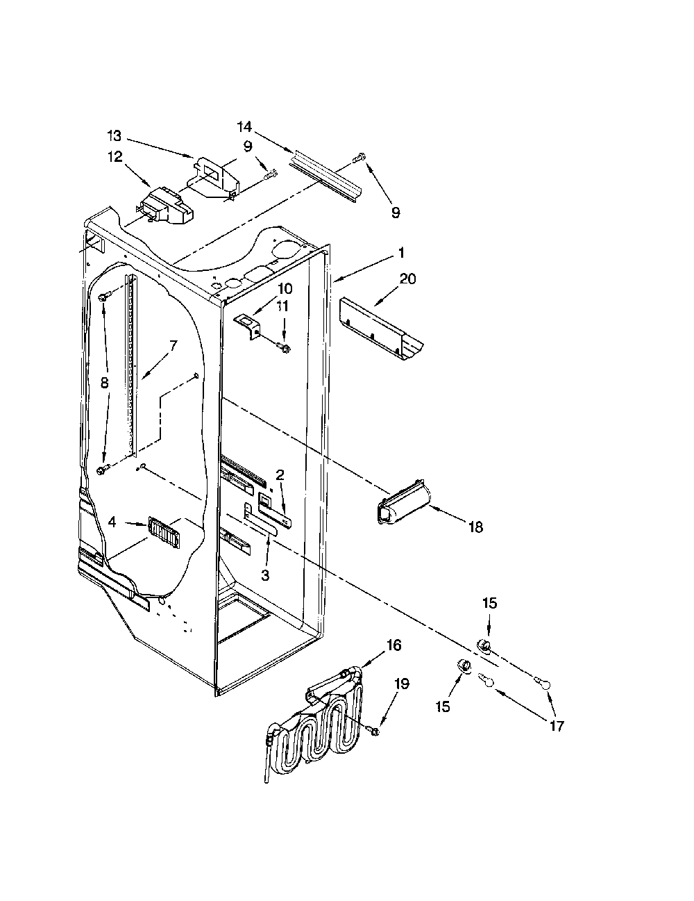 Refrigerator liner Diagram and Parts List for 10658982801  Kenmore Refrigerator