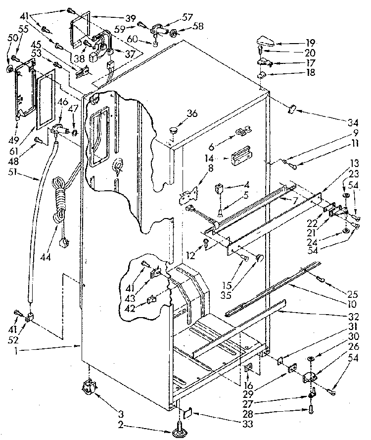 Cabinet Diagram and Parts List for ET18JKYSG01  Whirlpool Refrigerator