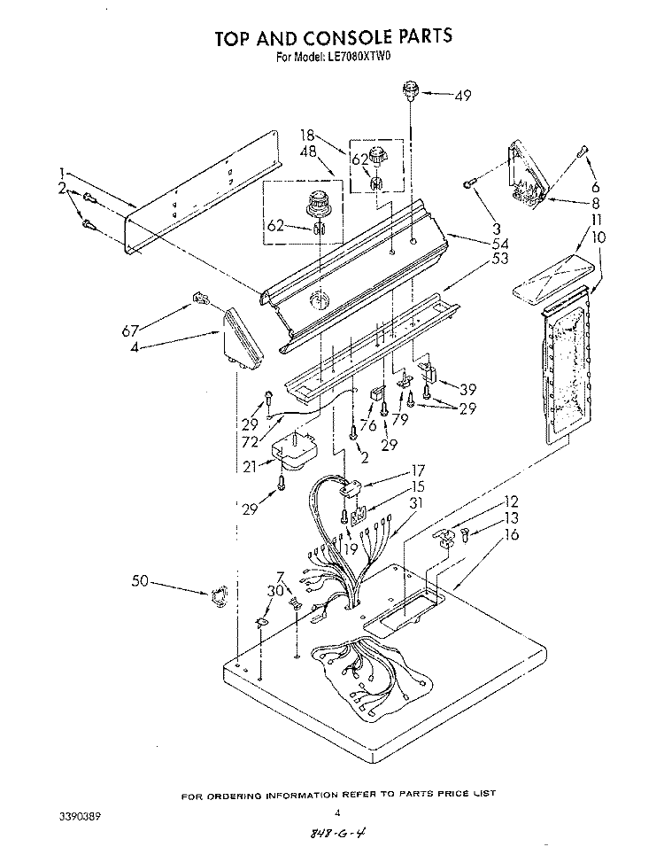 SECTION Diagram and Parts List for LE7080XTG0  Whirlpool Dryer