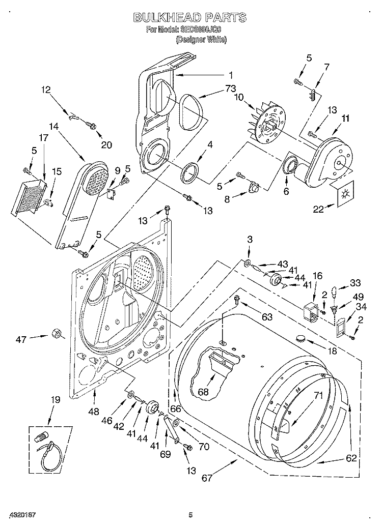 SECTION Diagram and Parts List for SEDS800JQ0  Whirlpool Dryer