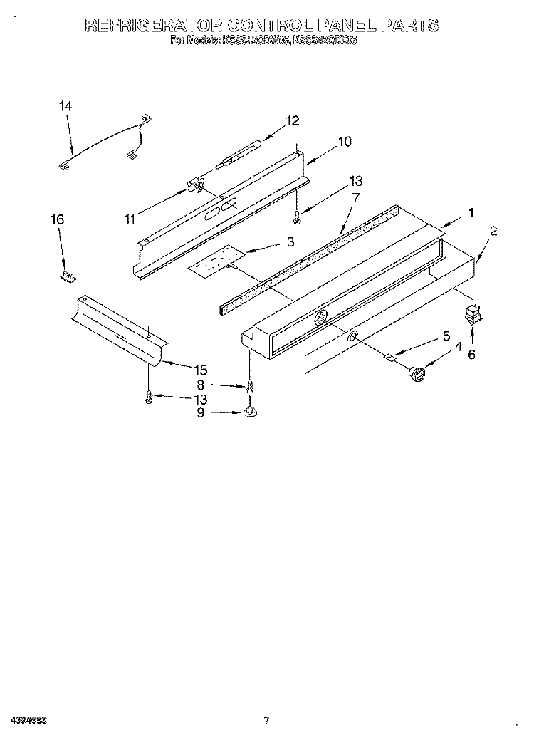 REFRIGERATOR CONTROL PANEL Diagram and Parts List for KSSS42QDX05  KitchenAid Refrigerator
